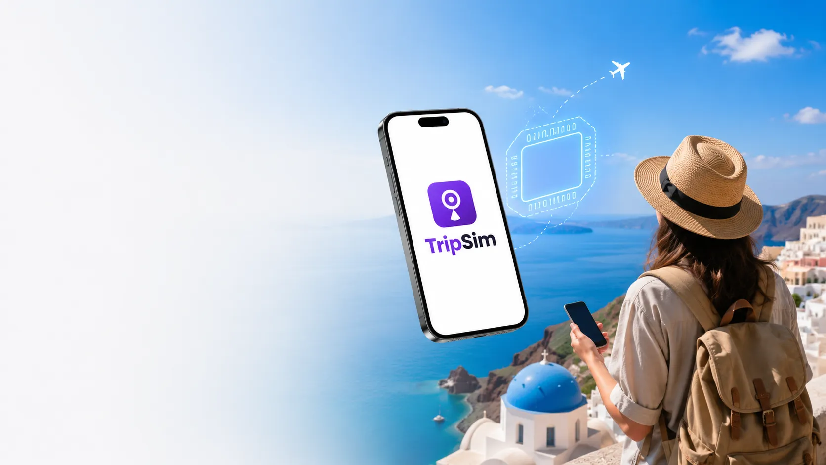 A traveler overlooking the blue Mediterranean coast